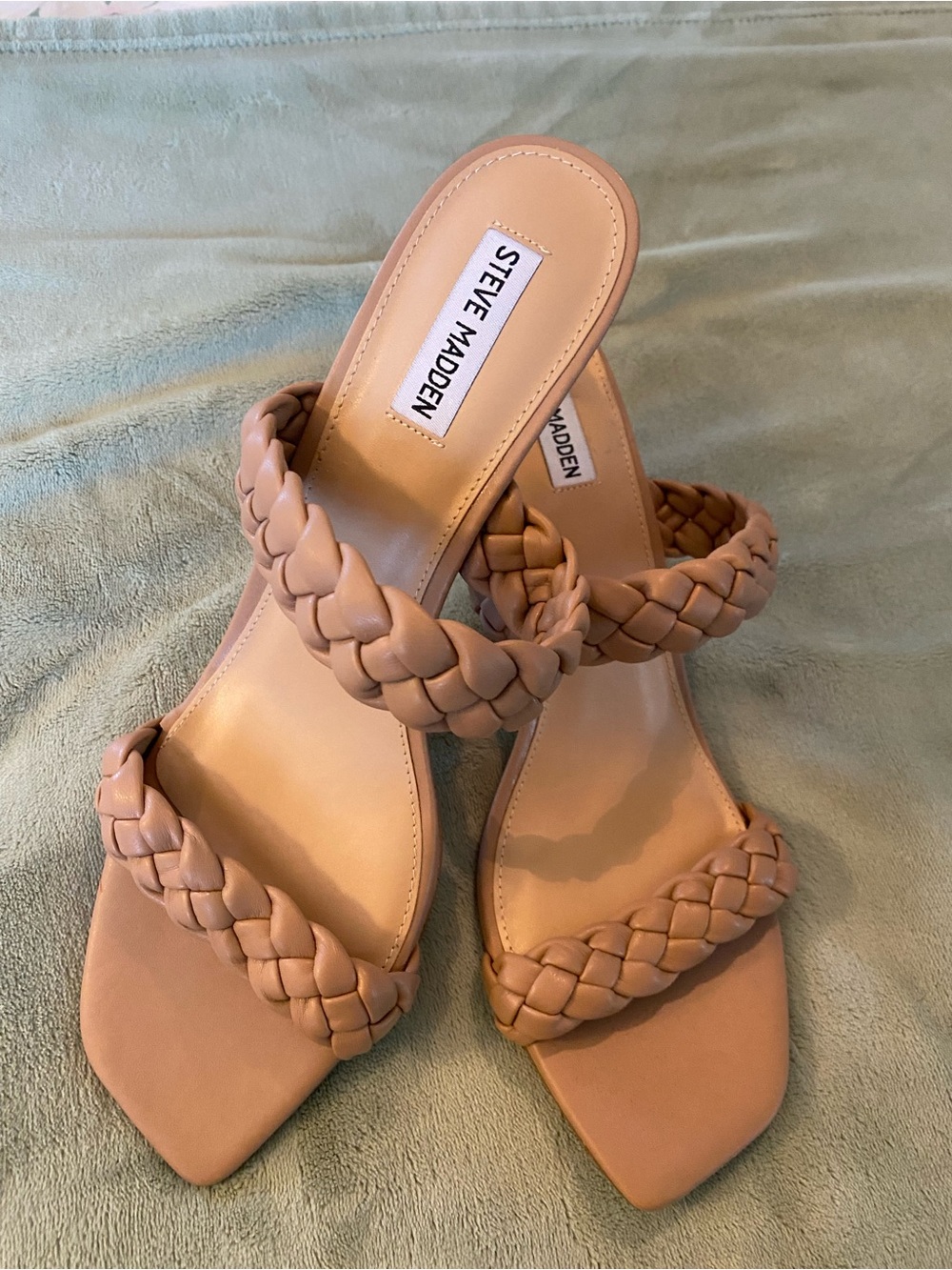 Steve Madden Braided Double-Strap Heeled Sandals - Nude